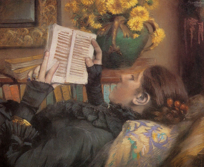La femme de l'artiste lisant