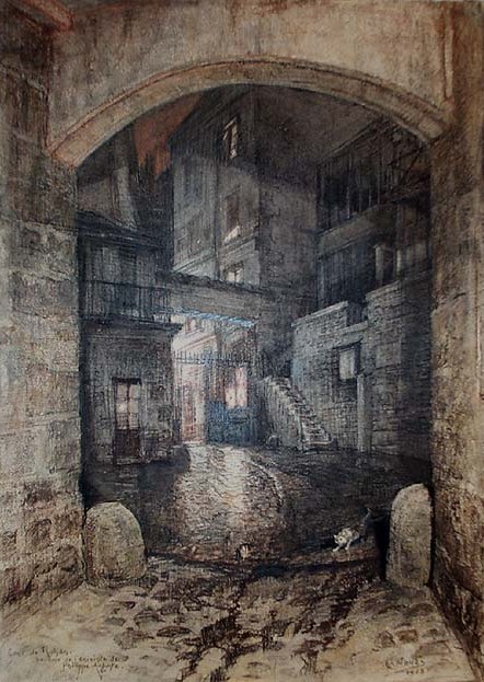  Cour de Rohan, le mur de l'enceinte de Philippe-Auguste  : the artist's studio in Paris