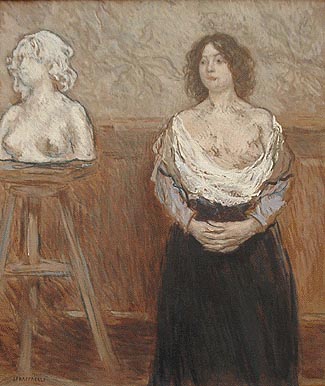 Buste sculpté de femme et son modèle