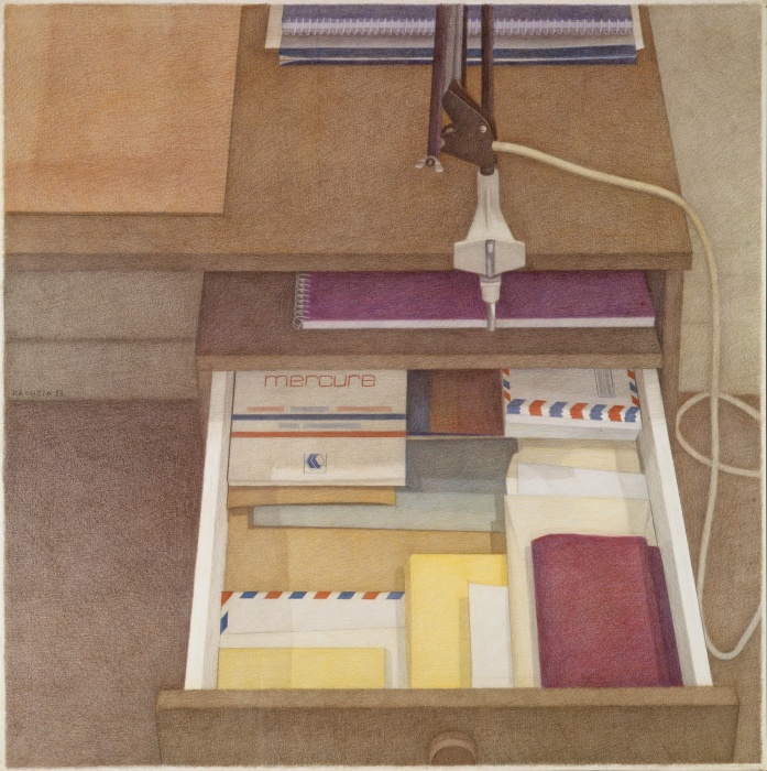 Open drawer with paper