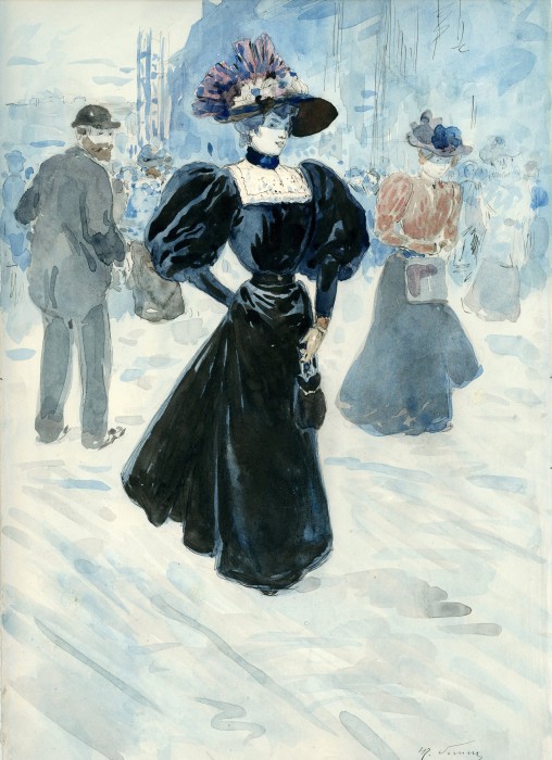 Elégante parisienne sur un boulevard